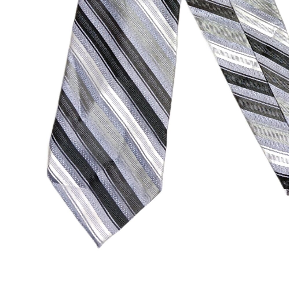 Bergamo New York Tie Men’s 60” Lavender Black Gray Striped Designer Classic New